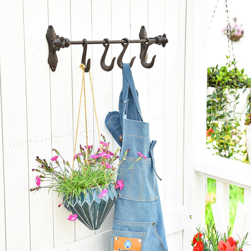 Sungmor Vintage Cast Iron Wall Hook Rack - Rustic Farmhouse Wall-Mounted Hanger for Coats, Keys, Mugs, Towels - Heavy Duty Decorative Organizer with 4 Removable Hooks - Image 5